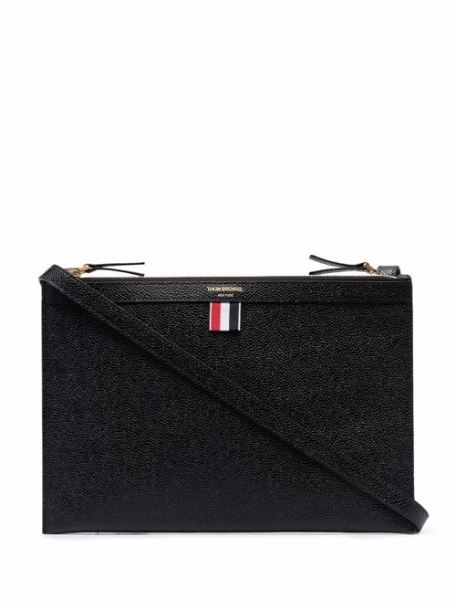 Black leather logo-print crossbody bag Thom Browne | FAP311L00198001